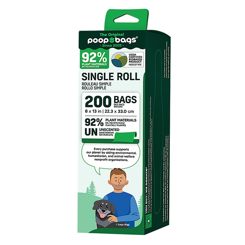 The Original Poop Bags - Plant-based Single Bulk Roll 1x200